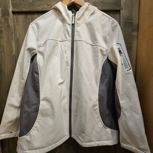 White and Gray Zip-Up Jacket